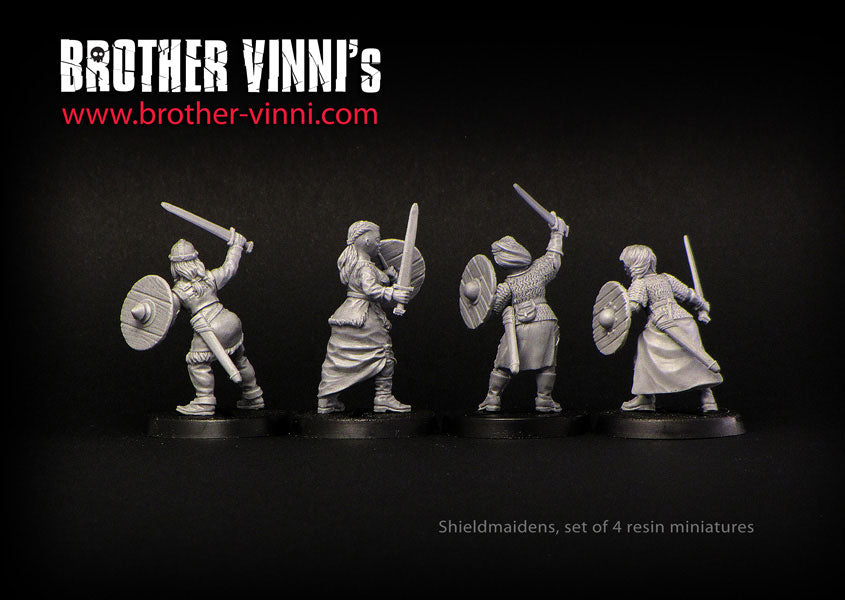 Shield Maidens miniature set, Female Viking, resin miniatures, 28mm