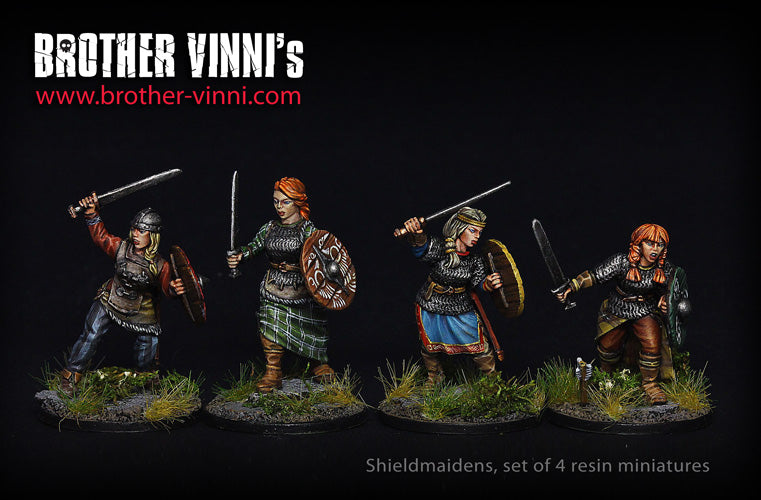 Shield Maidens miniature set, Female Viking, resin miniatures, 28mm