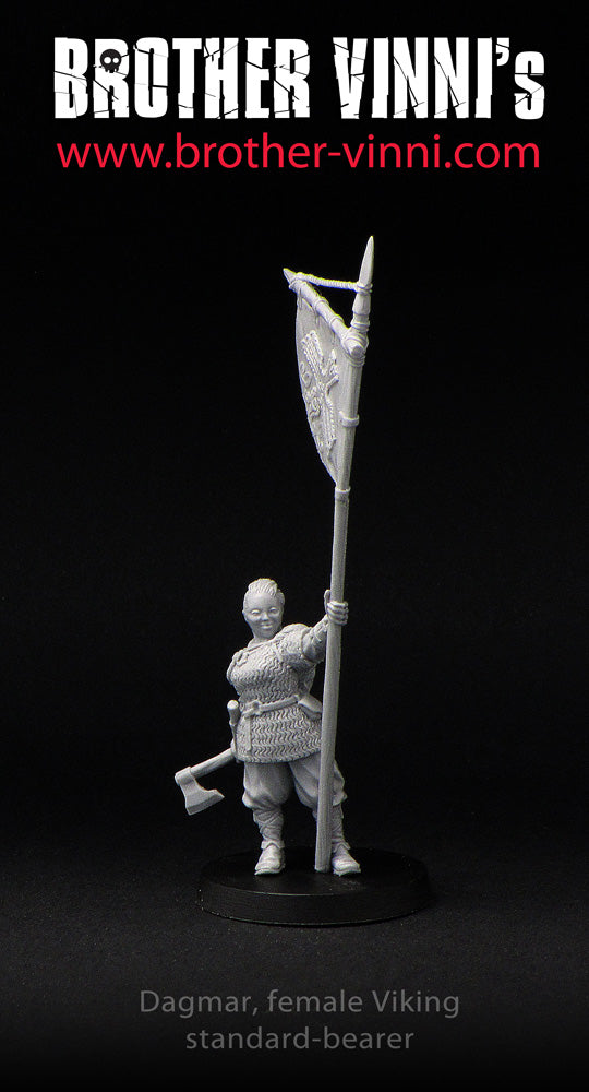 Viking Banner Bearer miniature, standard-bearer, wargame resin