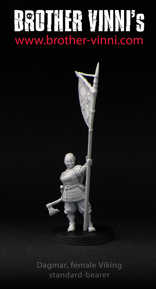 Viking Banner Bearer miniature, standard-bearer, wargame resin 28mm