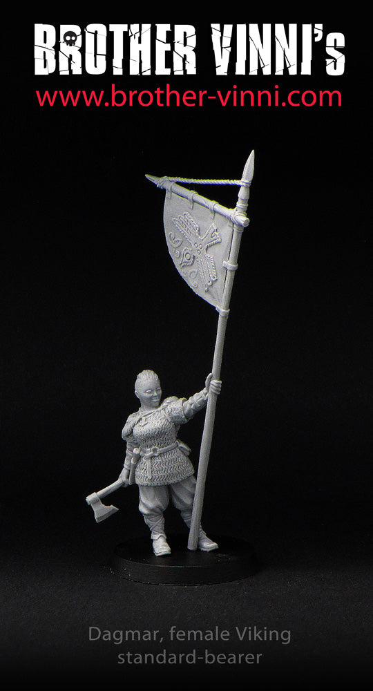 Viking Banner Bearer miniature, standard-bearer, wargame resin