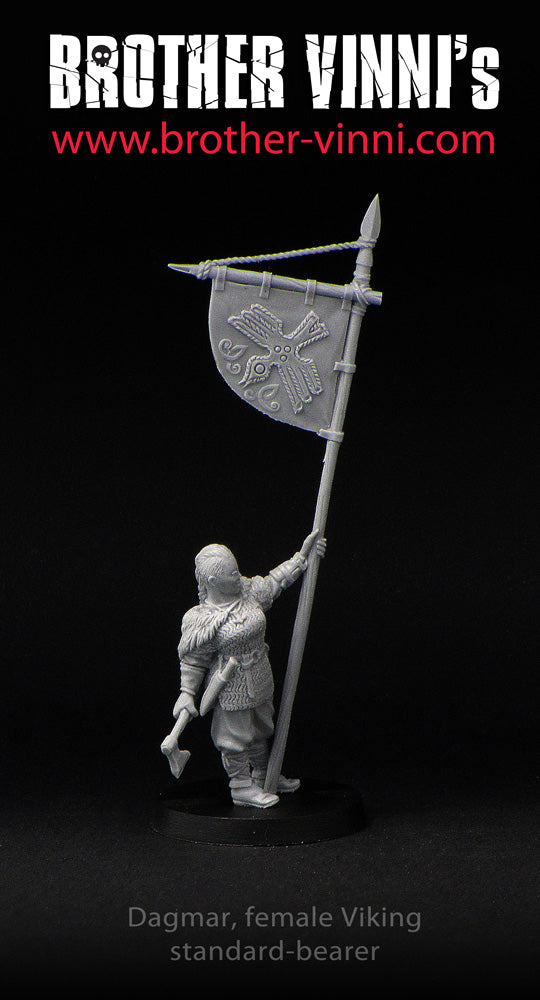 Viking Banner Bearer miniature, standard-bearer, wargame resin 28mm