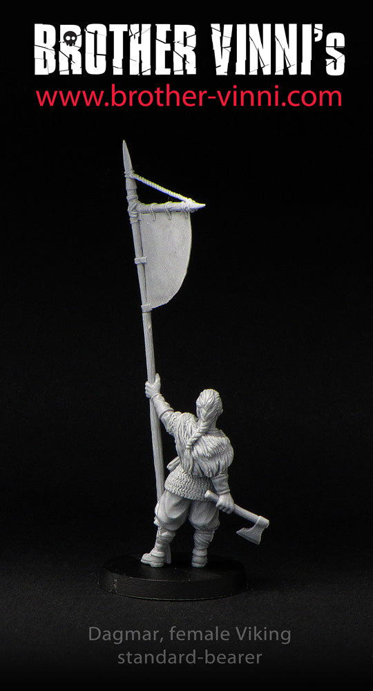 Viking Banner Bearer miniature, standard-bearer, wargame resin 28mm