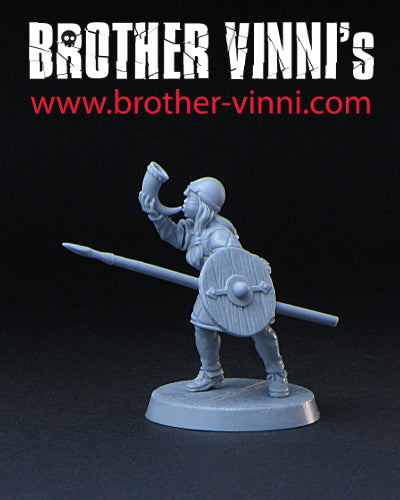 Female Viking Trumpeter miniature, Shield Maiden Horner, SAGA resin miniature 28mm