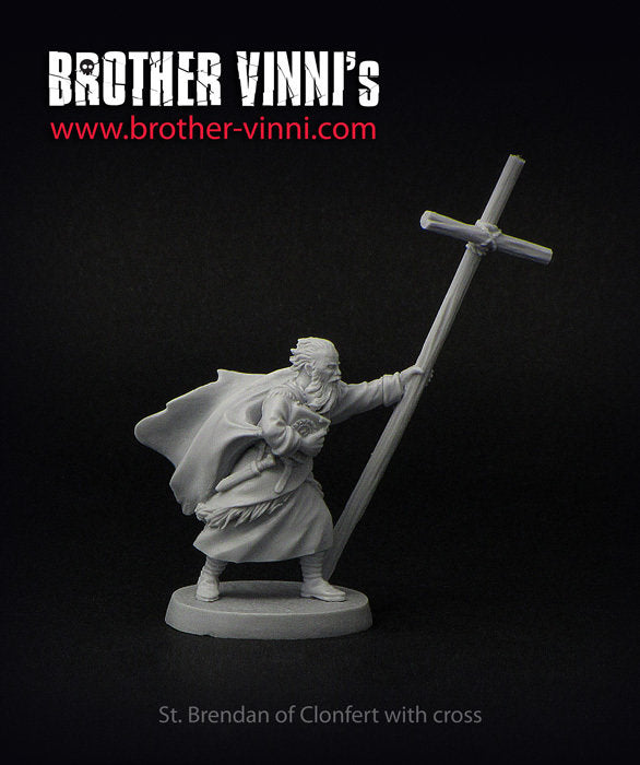 Priest miniature, monk with cross, Irish saint Brendan wargame SAGA resin miniature 28mm