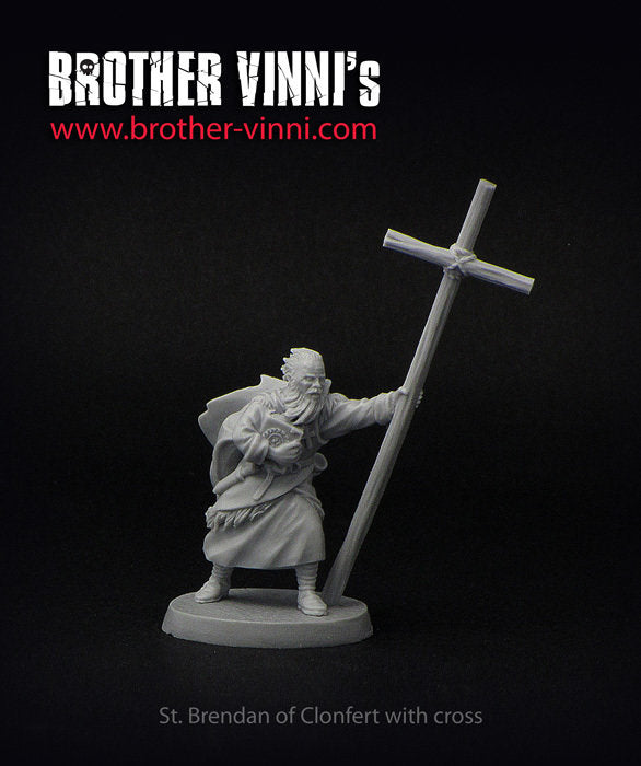 Priest miniature, monk with cross, Irish saint Brendan wargame SAGA resin miniature 28mm