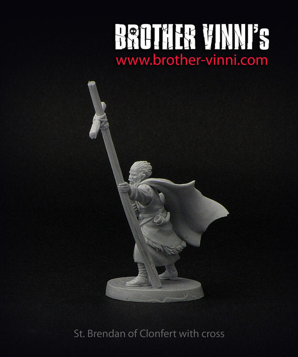 Priest miniature, monk with cross, Irish saint Brendan wargame SAGA resin miniature 28mm