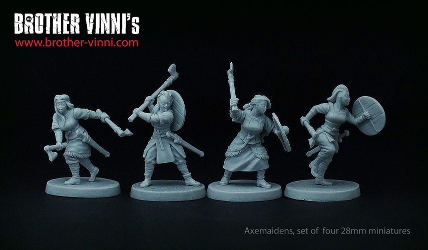 Shield Maiden miniature set, Female Viking warriors, wargame SAGA, 28mm