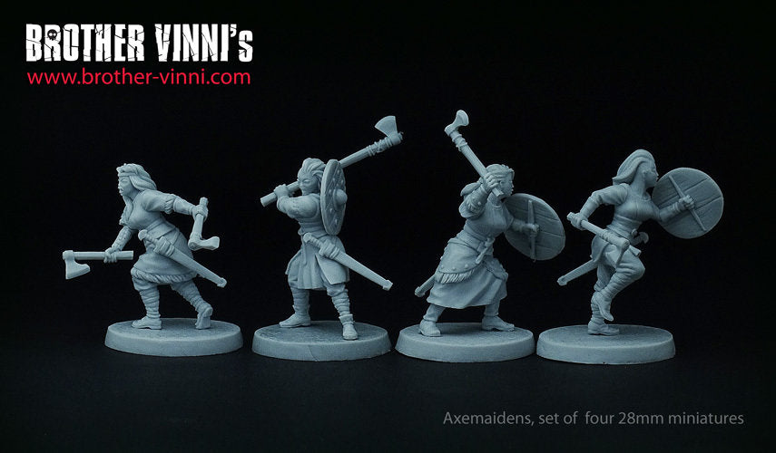 Shield Maiden miniature set, Female Viking warriors, wargame SAGA, 28mm