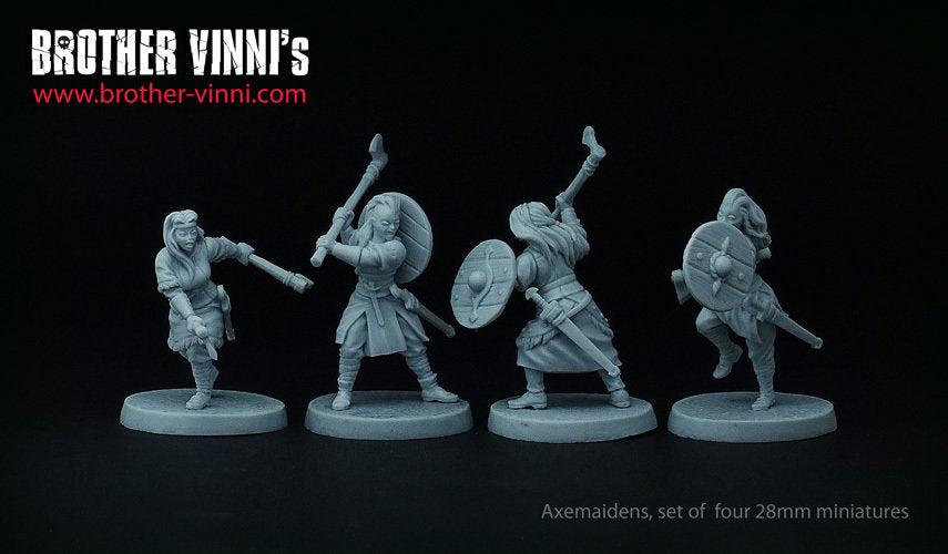 Shield Maiden miniature set, Female Viking warriors, wargame SAGA, 28mm