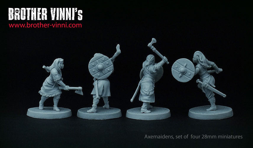 Shield Maiden miniature set, Female Viking warriors, wargame SAGA, 28mm