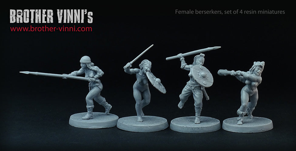 Female Berserkers miniature set, Berserk Girls, miniatures for playing SAGA, 28mm