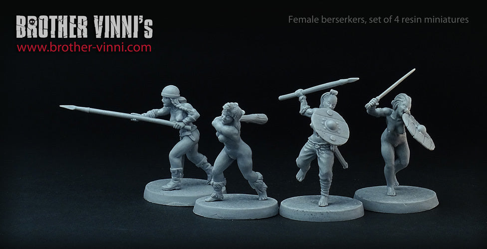 Female Berserkers miniature set, Berserk Girls, miniatures for playing SAGA, 28mm