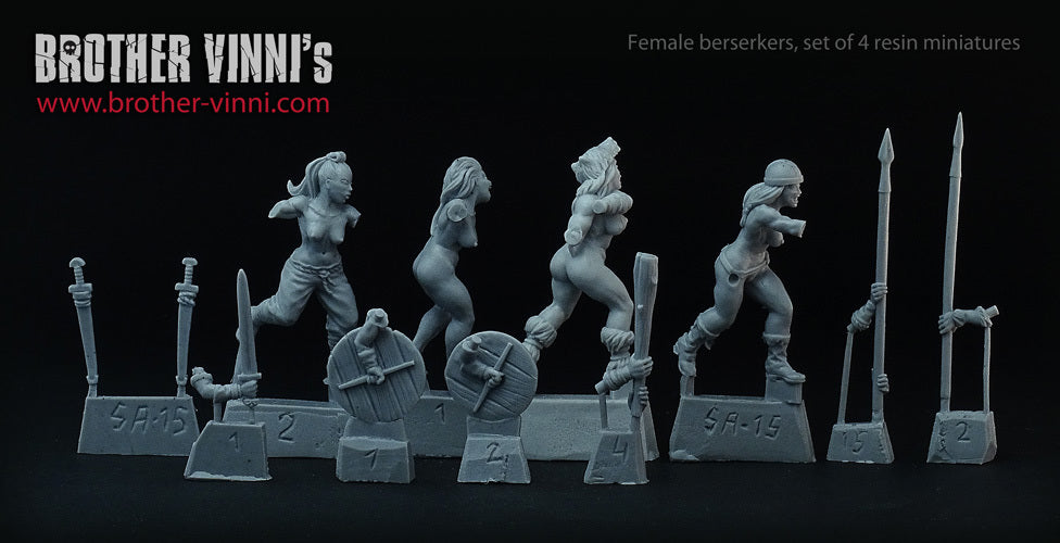 Female Berserkers miniature set, Berserk Girls, miniatures for playing SAGA, 28mm