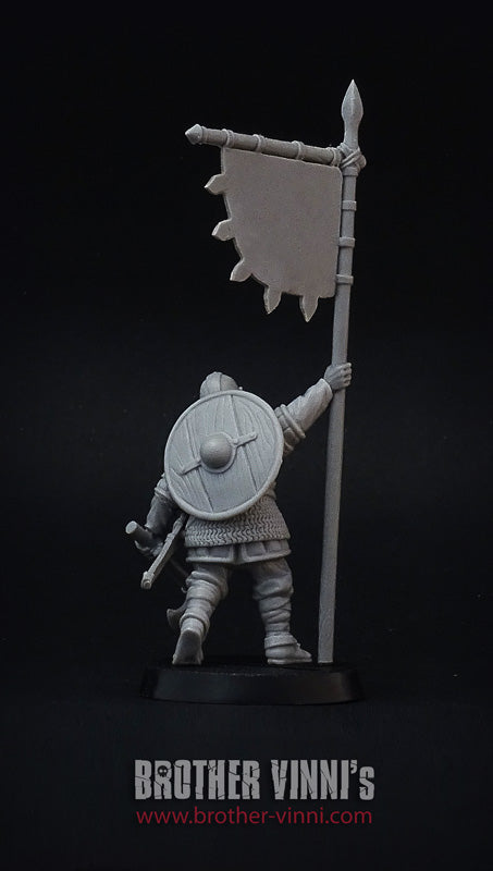 Viking Banner-Bearer miniature for SAGA, 28mm resin by Brother Vinni.