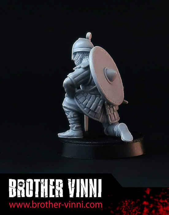 Resting Knight miniature, fatigue marker for SAGA wargame