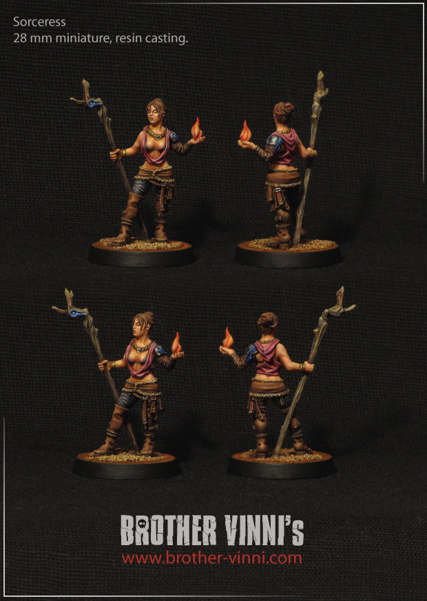 Sorceress (Female Druid, Witch) fantasy miniature, 28mm by Brother Vinni