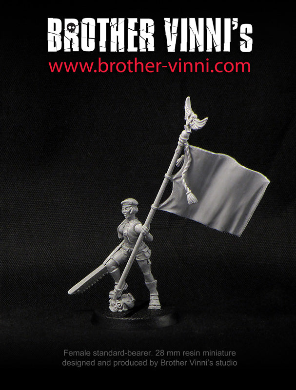 Standard-bearer, Female Soldier miniature, Guard, military Imperial Army 28 mm