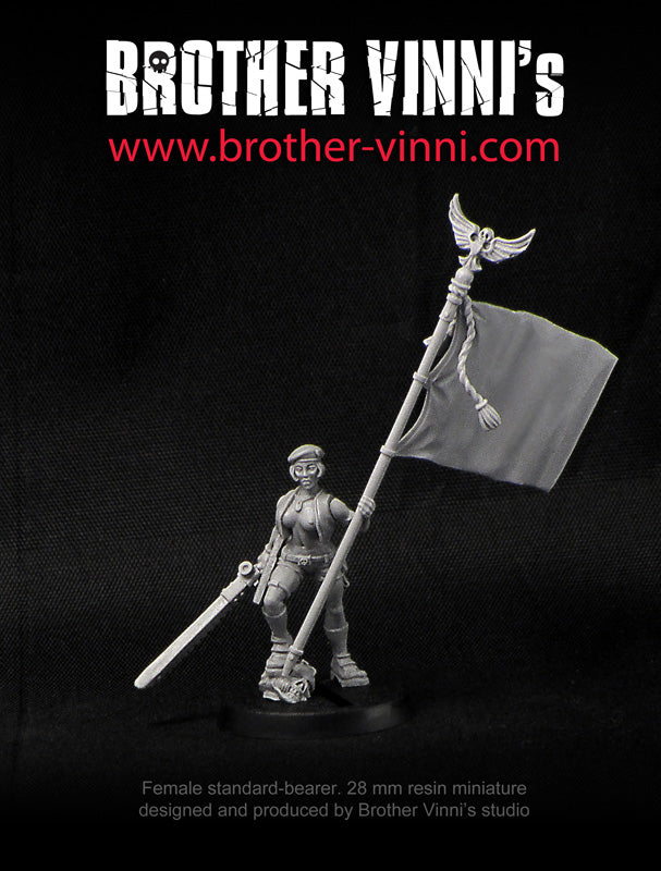 Standard-bearer, Female Soldier miniature, Guard, military Imperial Army 28 mm