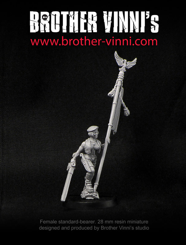 Standard-bearer, Female Soldier miniature, Guard, military Imperial Army 28 mm