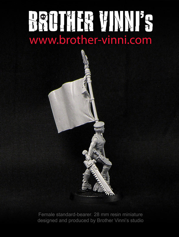 Standard-bearer, Female Soldier miniature, Guard, military Imperial Army 28 mm