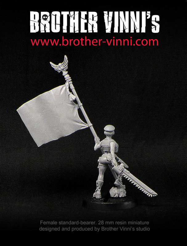 Standard-bearer, Female Soldier miniature, Guard, military Imperial Army 28 mm