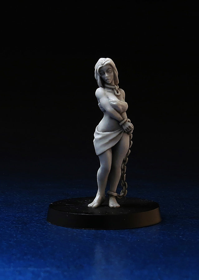 Slave Girl in chains, miniature 28mm for tabletop wargaming and painting